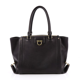 Salvatore Ferragamo Luisa Tote Leather Large Black 2213703