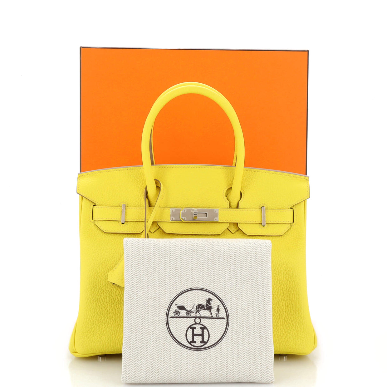 Hermes Birkin Handbag Yellow Clemence with Palladium Hardware 30 Yellow ...