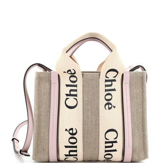 Chloe Woody Convertible Tote Canvas with Leather Small