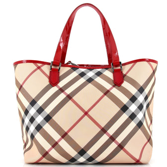 Burberry Nickie Tote Nova Check Coated Canvas Large