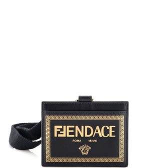 Fendi x Versace Fendace Lanyard Card Holder Printed Leather Black