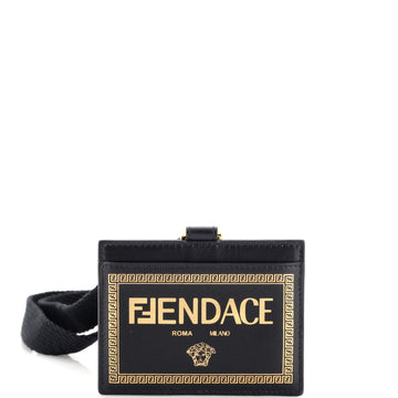 Fendi x Versace Fendace Lanyard Card Holder Printed Leather