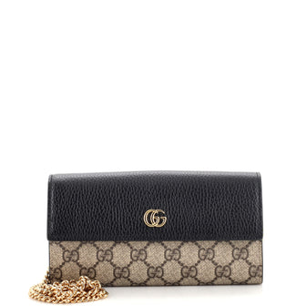 Gucci GG Marmont Continental Chain Wallet GG Coated Canvas and Leather