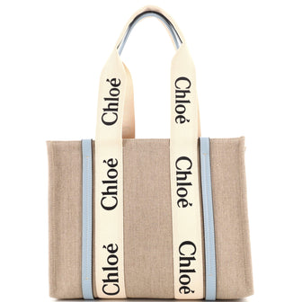 Chloe Woody Tote Canvas with Leather Medium