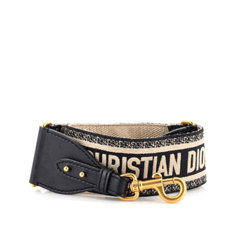 Christian Dior Logo Shoulder Strap Embroidered Canvas