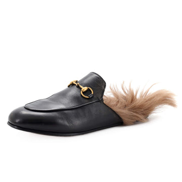 Gucci Women's Princetown Mules Leather with Fur