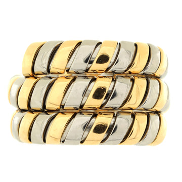 Bvlgari Tubogas Double Wrap Ring 18K Yellow Gold and Stainless Steel