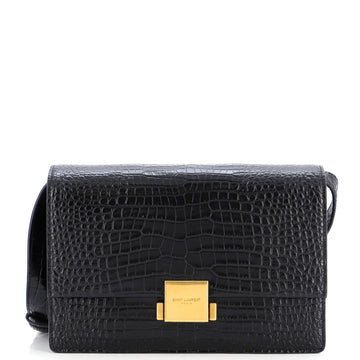 Saint Laurent Bellechasse Shoulder Bag Crocodile Embossed Leather Medium