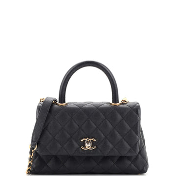 Chanel Coco Top Handle Bag Quilted Caviar Mini