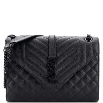 Saint Laurent Classic Monogram Envelope Satchel Mixed Matelasse Leather Medium