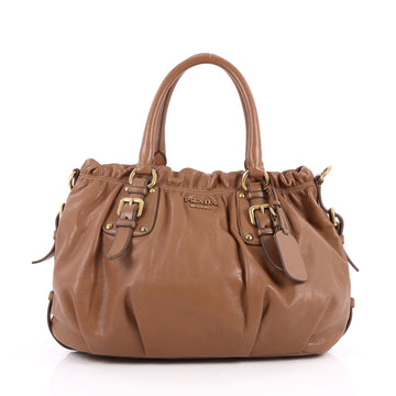 Prada Convertible Belted Satchel Cervo Antik Leather Medium Brown 2216002