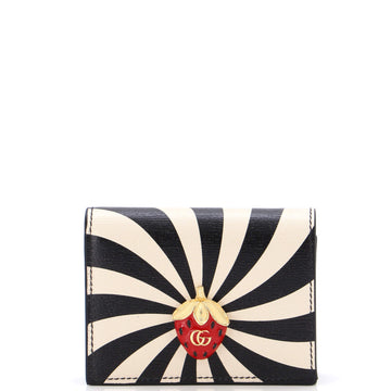 Gucci GG Strawberry Flap Card Case Printed Leather