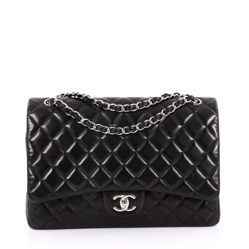 Chanel Classic Double Flap Bag Quilted Lambskin Maxi Black