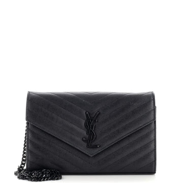 Saint Laurent Classic Monogram Wallet on Chain Matelasse Chevron Leather Medium