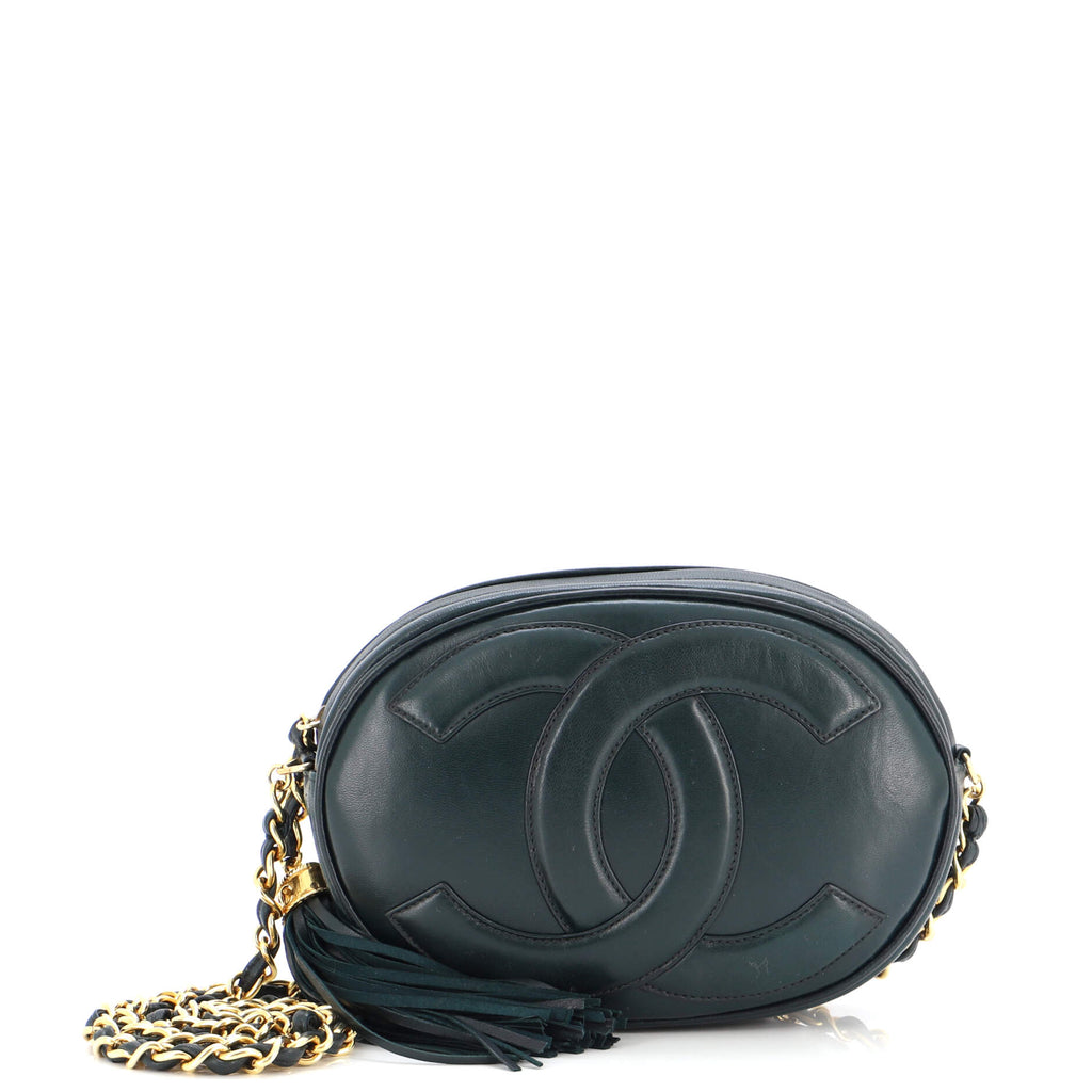 Chanel Vintage Oval CC Tassel Crossbody Bag Leather Mini 221719