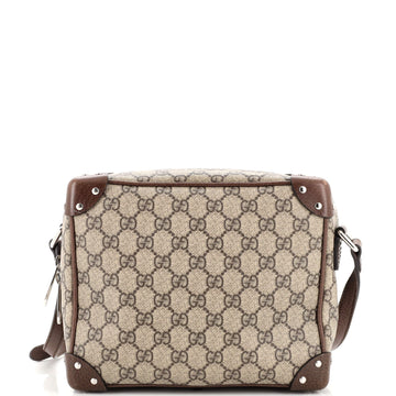 Gucci Trunk Shoulder Bag GG Coated Canvas with Studded Leather