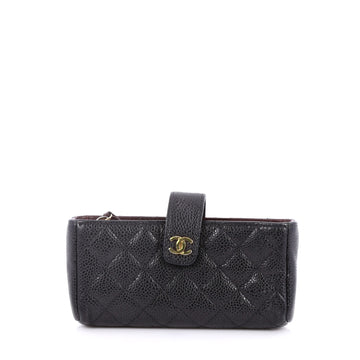 Chanel Phone Holder Clutch Quilted Caviar Mini Black