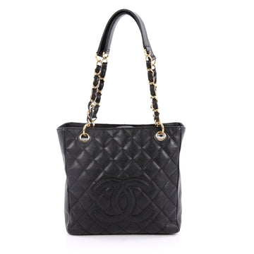 Chanel Petite Shopping Tote Quilted Caviar Black