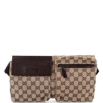 Gucci Vintage Double Belt Bag GG Canvas