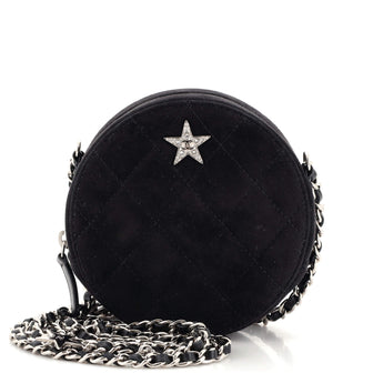 Chanel Star Round Clutch with Chain Quilted Suede with Crystal Embellished Charms
