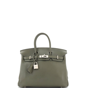Hermes Birkin Handbag Green Swift with Palladium Hardware 25