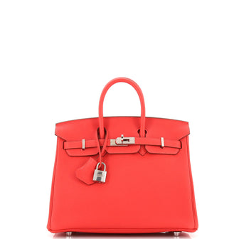 Hermes Birkin Handbag Red Togo with Palladium Hardware 25