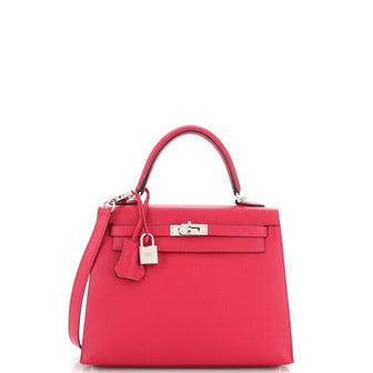 Hermes Kelly Handbag Verso Epsom with Palladium Hardware 25