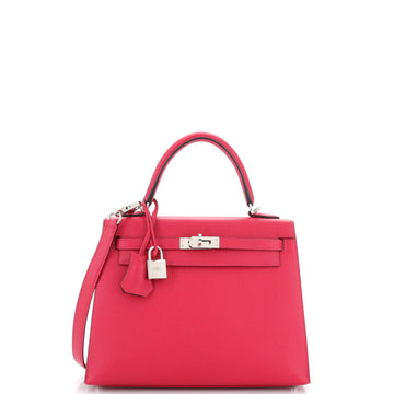 Hermes Kelly Handbag Verso Epsom with Palladium Hardware 25