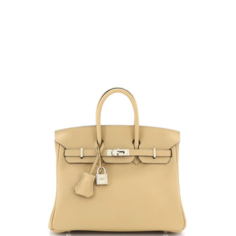 Hermes Birkin Handbag Light Swift with Palladium Hardware 25
