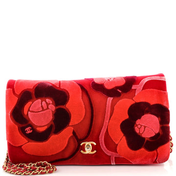 Chanel Camellia Chain Clutch Velvet with Leather