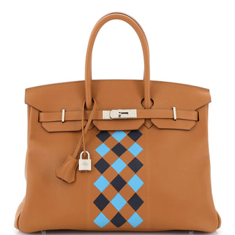 Hermes Birkin Handbag Tressage Brown Swift and Palladium Hardware 35