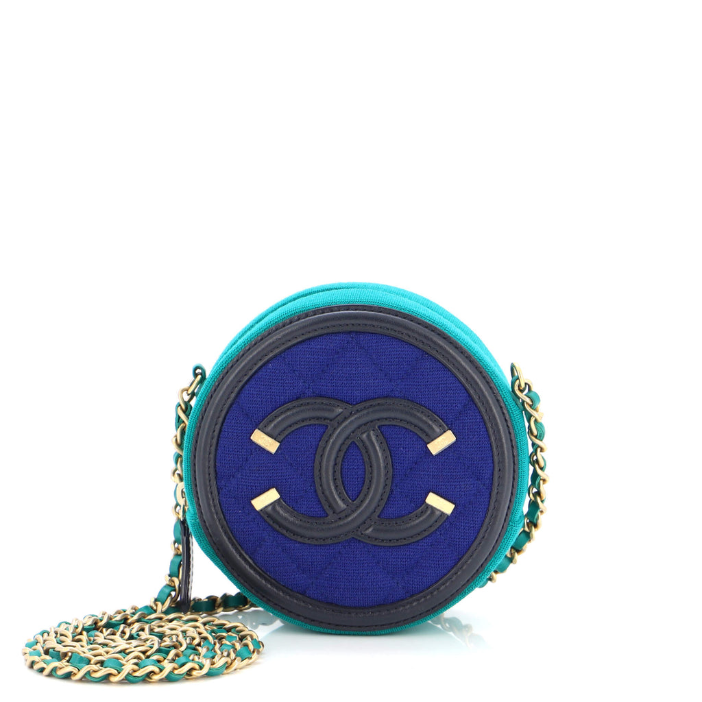 Chanel Caviar Filigree Round Clutch w/ Chain Mini