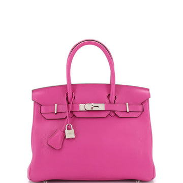 Hermes Birkin Handbag Pink Clemence with Palladium Hardware 30