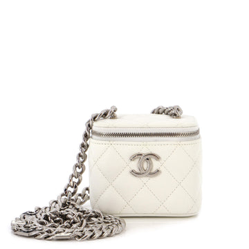 Chanel Coco Enamel Strap Vanity Case with Chain Quilted Caviar Mini