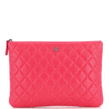 Chanel O Case Clutch Quilted Perforated Lambskin Medium