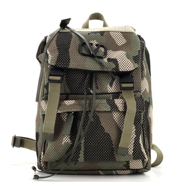 Valentino Garavani Buckle Backpack Camouflage Mesh Fabric Medium