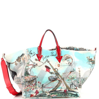 Christian Louboutin Cabara Paris Tote Embellished Printed Neoprene