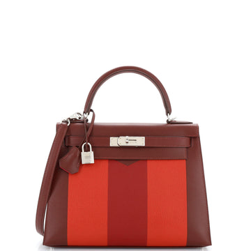 Hermes Kelly Lettre Handbag Red Sombrero with Palladium Hardware 28