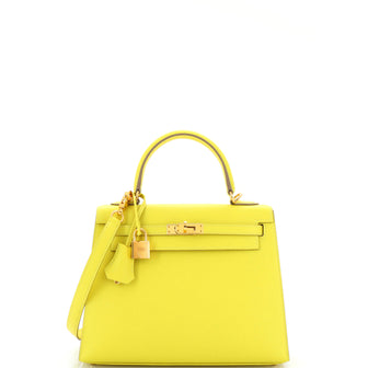 Hermes Soufre Yellow Epsom Gold Hardware Birkin 25 Handbag Bag