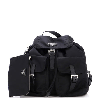 Prada Double Front Pocket Backpack Re-Nylon with Leather Medium