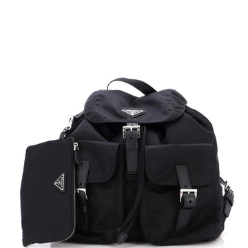 Prada Double Front Pocket Backpack Re-Nylon with Leather Medium