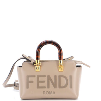 Fendi Logo By The Way Top Handle Bag Embossed Leather Mini
