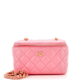 Chanel Pearl Crush Vanity Case with Chain Quilted Lambskin Small Pink  22175474