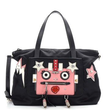 Prada Convertible Robot Zip Tote Tessuto Small