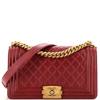 Chanel Boy Flap Bag Quilted Lambskin Old Medium