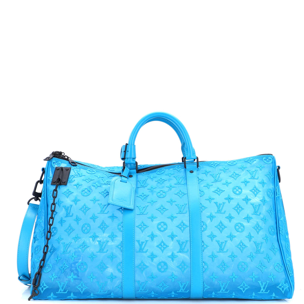 Louis Vuitton Keepall Bandouliere Bag Monogram See Through Mesh 50 Blue  221763127