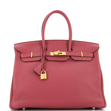 Hermes Birkin Handbag Pink Clemence with Gold Hardware 35