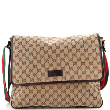 Gucci Web Strap Flap Messenger GG Canvas Medium