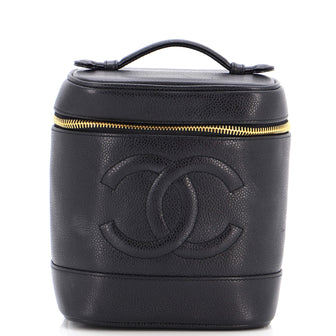 Chanel Vintage Timeless Cosmetic Case Caviar Tall