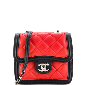 Chanel Black And White Quilted Lambskin Mini Graphic Single Flap